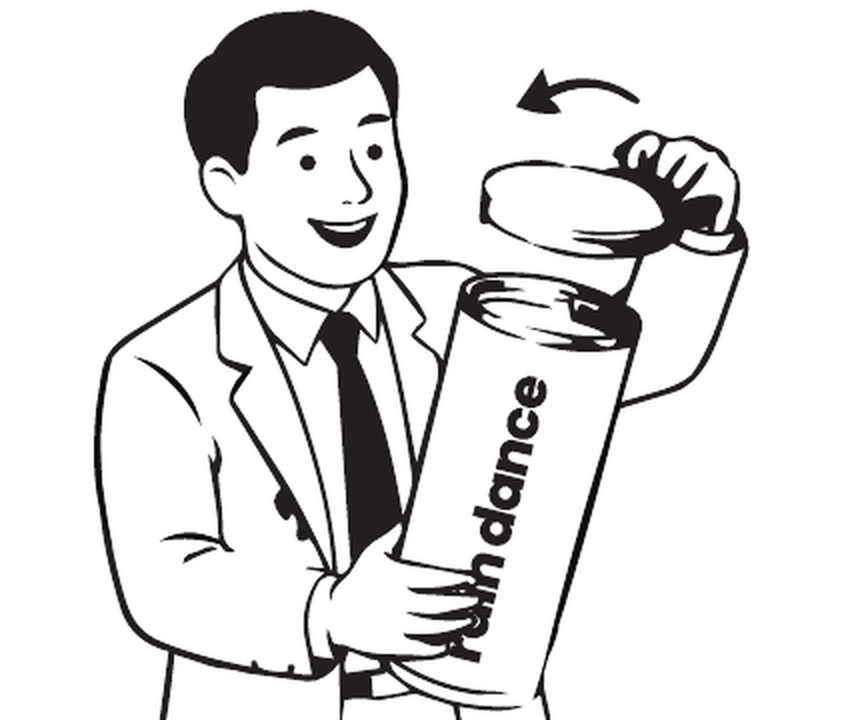 A man unscrewing the sealed lid from the Rain Dance canister